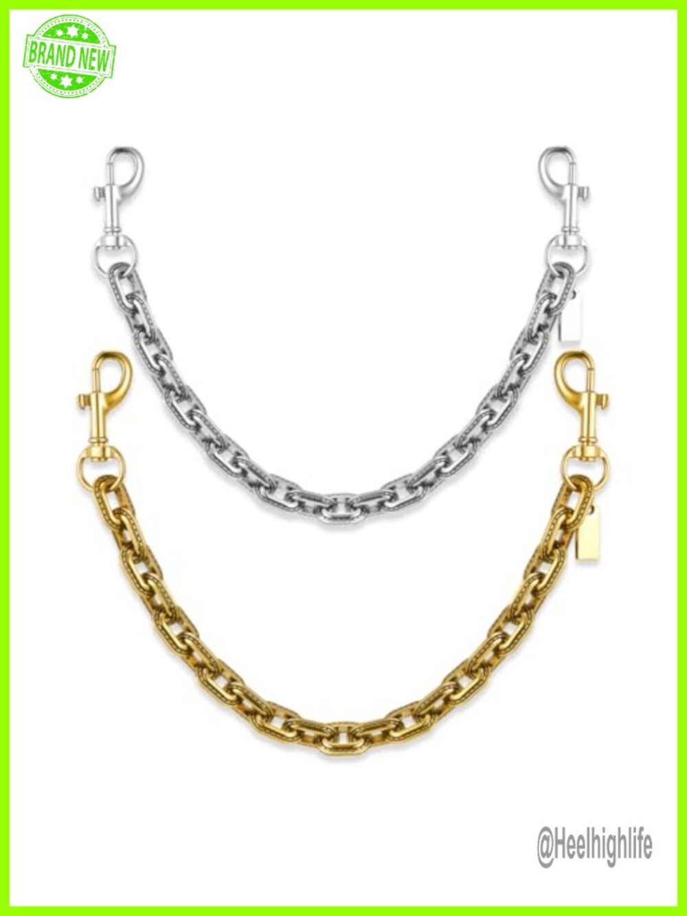 2 Pc Purse Strap Extender Chains Geometric Metal Bag Charm Set